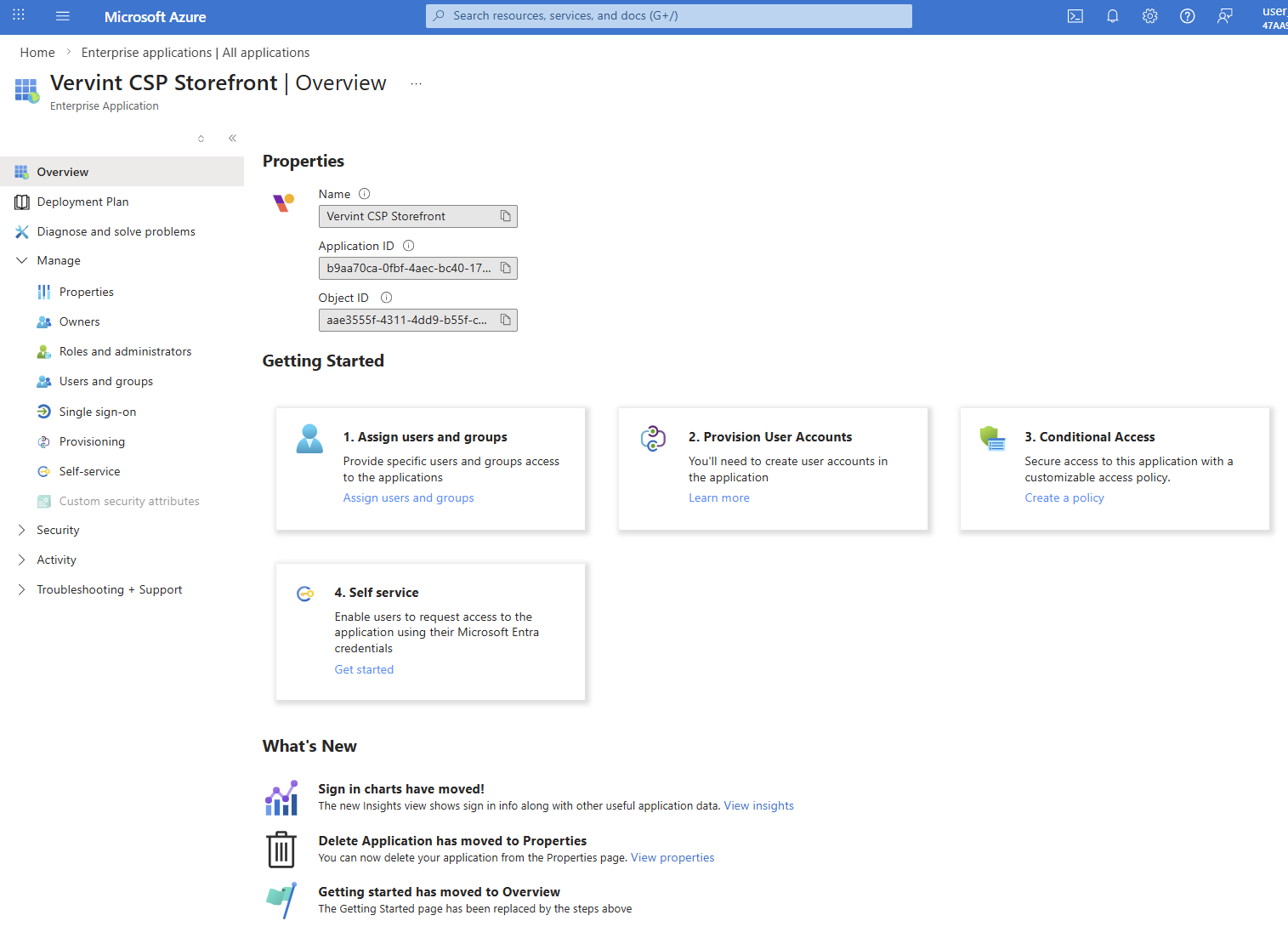 Vervint CSP Storefront overview page